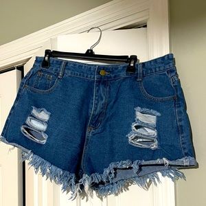 Shein curve high waist denim shorts